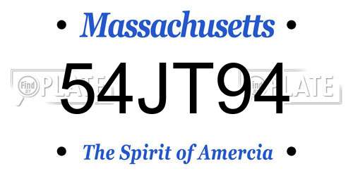 54JT94 Massachusetts License Plate