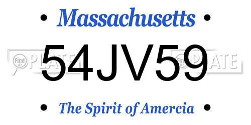 54JV59 Massachusetts License Plate