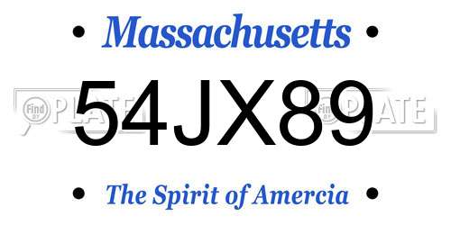 54JX89 Massachusetts License Plate