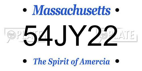 54JY22 Massachusetts License Plate
