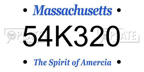 54K320 Massachusetts License Plate