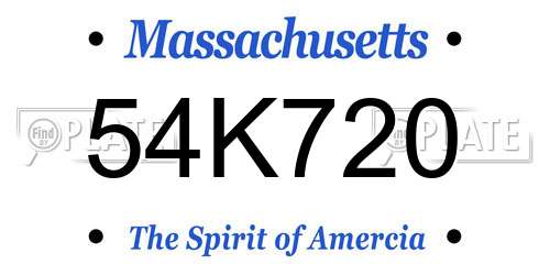 54K720 Massachusetts License Plate