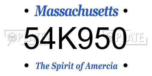 54K950 Massachusetts License Plate