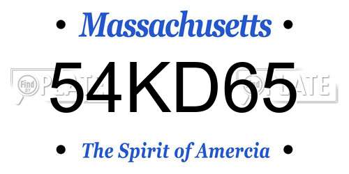 54KD65 Massachusetts License Plate
