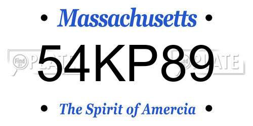 54KP89 Massachusetts License Plate
