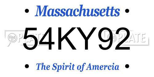 54KY92 Massachusetts License Plate