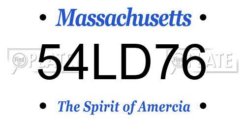 54LD76 Massachusetts License Plate