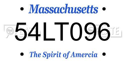 54LT096 Massachusetts License Plate