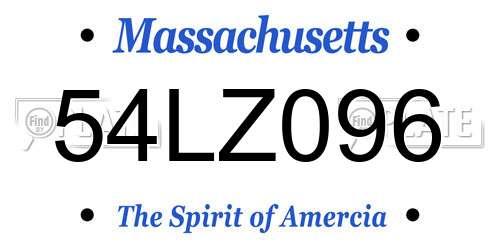54LZ096 Massachusetts License Plate