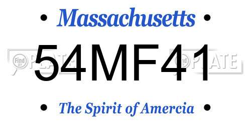 54MF41 Massachusetts License Plate