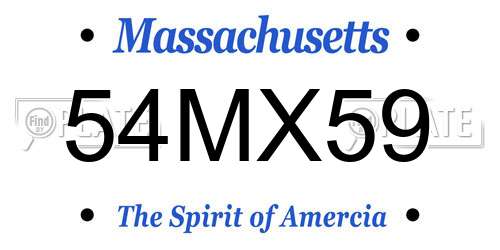 54MX59 Massachusetts License Plate