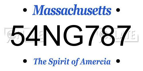 54NG787 Massachusetts License Plate