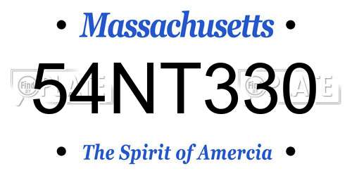 54NT330 Massachusetts License Plate