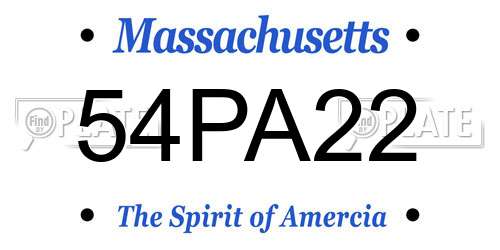 54PA22 Massachusetts License Plate