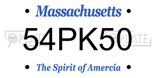 54PK50 Massachusetts License Plate