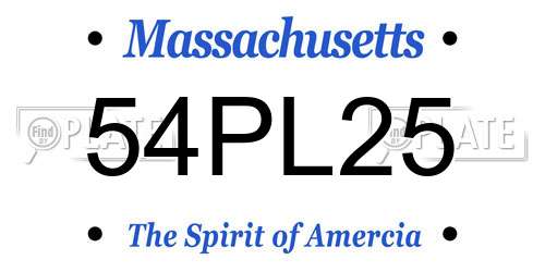 54PL25 Massachusetts License Plate