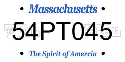 54PT045 Massachusetts License Plate