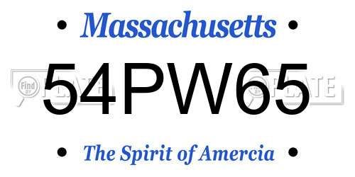 54PW65 Massachusetts License Plate