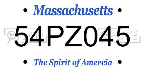 54PZ045 Massachusetts License Plate