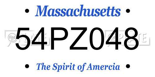 54PZ048 Massachusetts License Plate