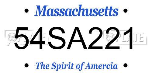 54SA221 Massachusetts License Plate