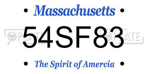 54SF83 Massachusetts License Plate