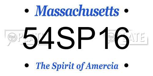54SP16 Massachusetts License Plate