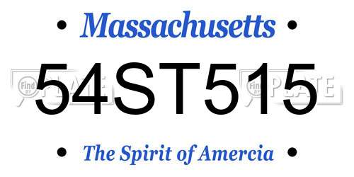54ST515 Massachusetts License Plate