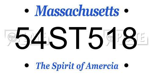 54ST518 Massachusetts License Plate