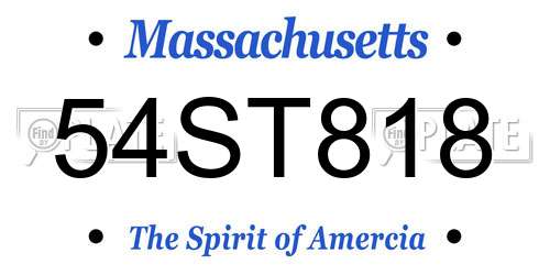 54ST818 Massachusetts License Plate