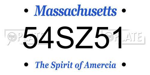 54SZ51 Massachusetts License Plate