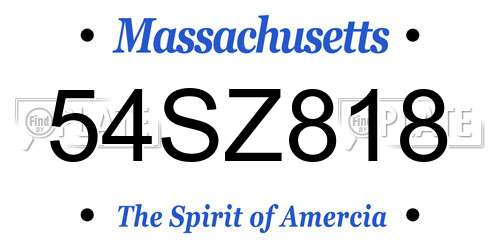 54SZ818 Massachusetts License Plate