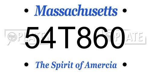 54T860 Massachusetts License Plate