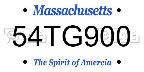 54TG900 Massachusetts License Plate