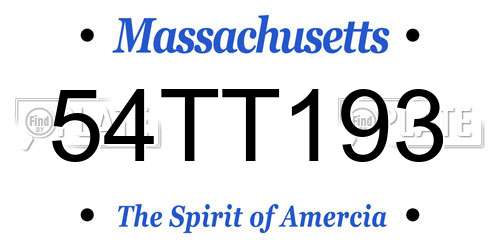 54TT193 Massachusetts License Plate