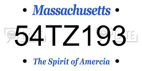 54TZ193 Massachusetts License Plate
