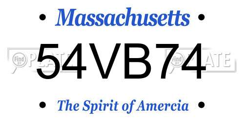 54VB74 Massachusetts License Plate