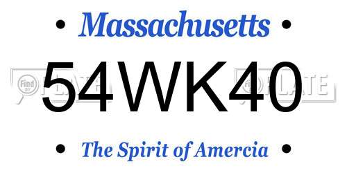 54WK40 Massachusetts License Plate