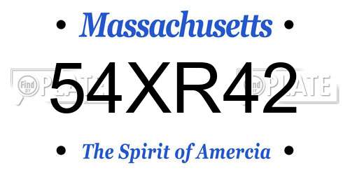54XR42 Massachusetts License Plate