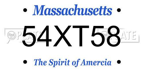 54XT58 Massachusetts License Plate