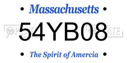 54YB08 Massachusetts License Plate
