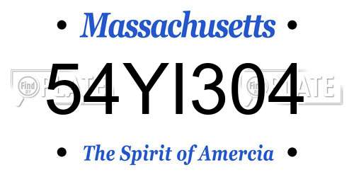 54YI304 Massachusetts License Plate