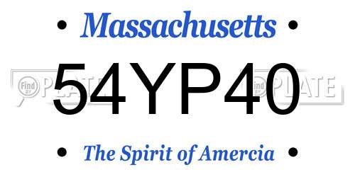 54YP40 Massachusetts License Plate
