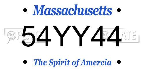 54YY44 Massachusetts License Plate