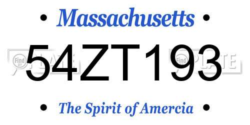 54ZT193 Massachusetts License Plate