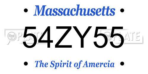 54ZY55 Massachusetts License Plate