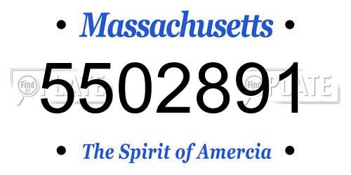 5502891 Massachusetts License Plate
