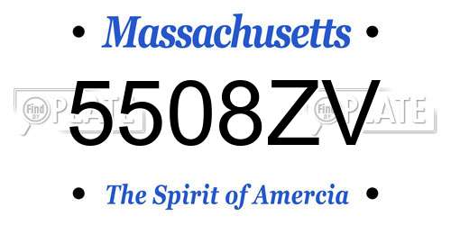 5508ZV Massachusetts License Plate