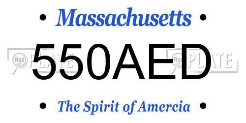 550AED Massachusetts License Plate