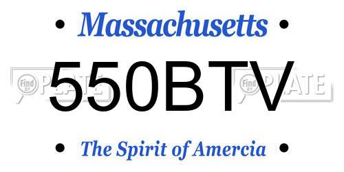 550BTV Massachusetts License Plate